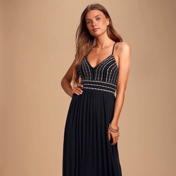 Lulus Black Beaded Maxi Dress – XS – NWT - Picture 2 of 10